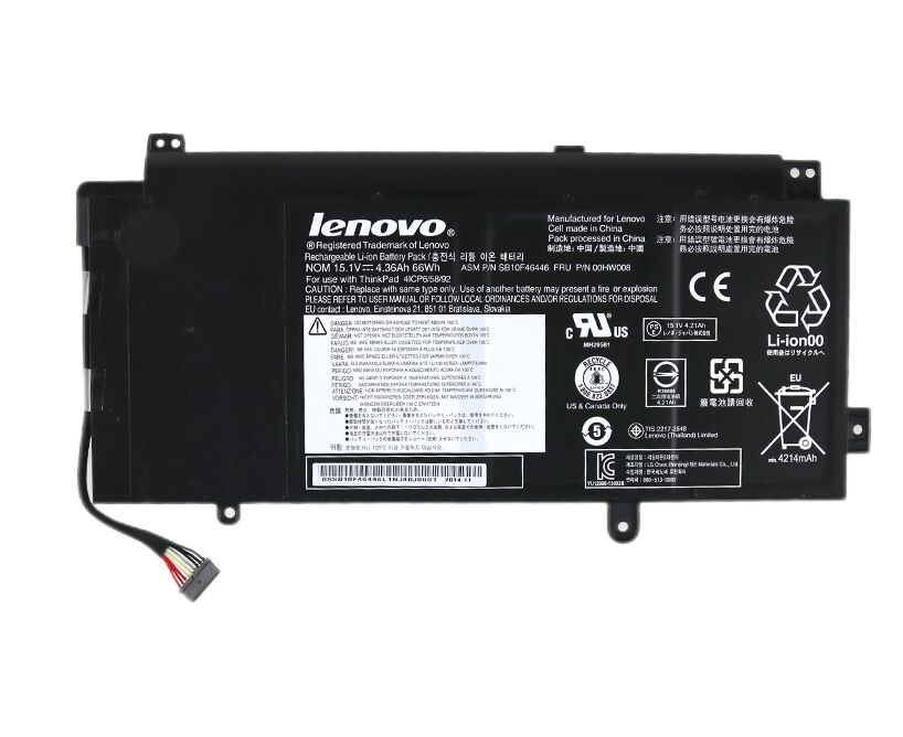 4360mAh 66Wh Accu Batterij Voor Lenovo 00HW008 41CP6/58/92